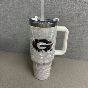 NCAA White Bling Colossal UGA 46oz Tumbler Georgia Bulldogs‎ Rhinestone